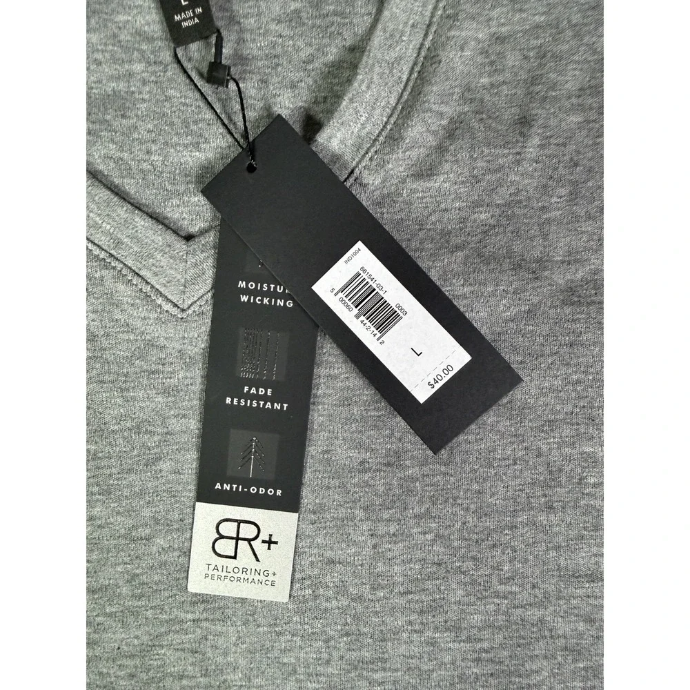 NWT Banana Republic Mens Large Luxury Touch Performance Knit T-Shirt V-Neck Gray